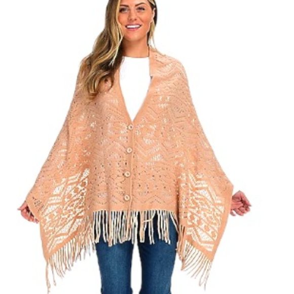 New  Open Knit Button Front Cardishawl - Picture 1 of 4